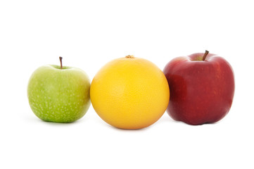 green and red apples and grapefruit