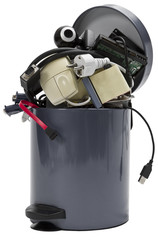 trashcan with electronic waste