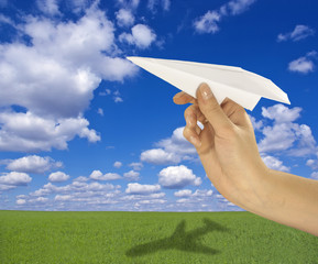 Paper airplane made in flight
