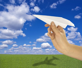 Paper airplane made in flight