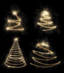 Christmas trees created by sparkler