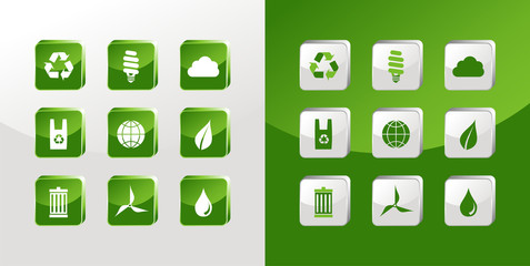 Go Green icons glass
