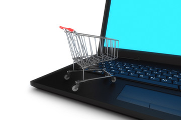 Modern computer with shopping cart