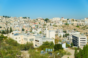 Fototapeta na wymiar Panoramiczny widok z lotu ptaka z Betlejem miasta w Palestynie, Izraelu