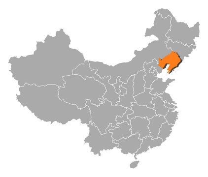 Map Of China, Liaoning Highlighted