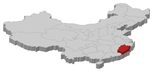 Map of China, Fujian highlighted