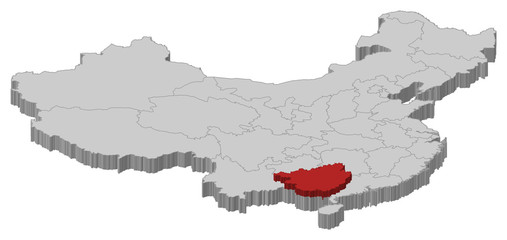 Map of China, Guangxi highlighted