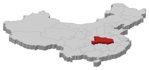 Naklejka premium Map of China, Hubei highlighted