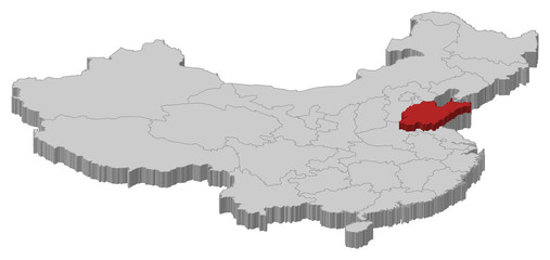 Naklejka premium Map of China, Shandong highlighted