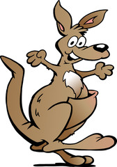 Fototapeta na wymiar Ręcznie rysowane ilustracji wektorowych Szczęśliwego Kangaroo