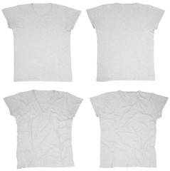 Blank grey t-shirts front and back with clipping path