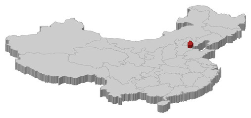 Naklejka premium Map of China, Tianjin highlighted