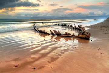 The Sunbeam ship wreck on the Rossbeigh beach, Ireland