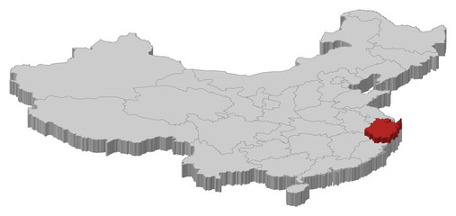 Map of China, Zhejiang highlighted