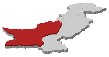 Map of Pakistan, Balochistan highlighted