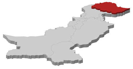 Obraz premium Map of Pakistan, Gilgit-Baltistan highlighted