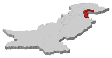 Map of Pakistan, Azad Kashmir highlighted
