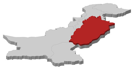 Map of Pakistan, Punjab highlighted