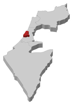 Map of Israel, Tel Aviv highlighted