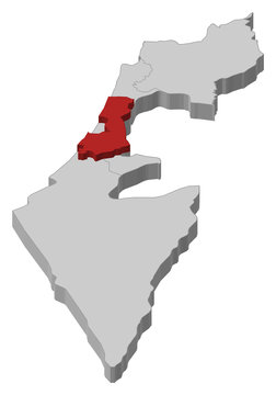 Map of Israel, Central District highlighted