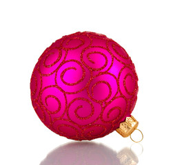 beautiful pink Christmas ball isolated on white