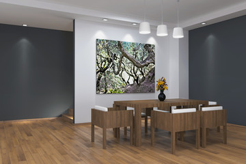 Interno con tavolo e sedie