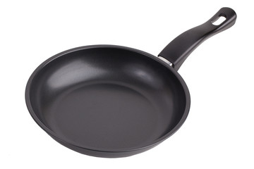 A small pan with a plastic handle