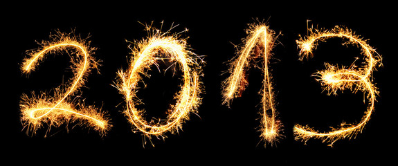 New Year 2013 made of real sparkles - obrazy, fototapety, plakaty