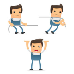 set of funny cartoon mechanic