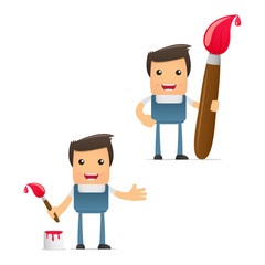 set of funny cartoon mechanic