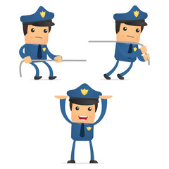 set of funny cartoon policeman