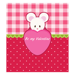 Valentine's Day card with little mouse