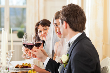 Wedding party at dinner