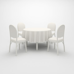 Empty white round table.