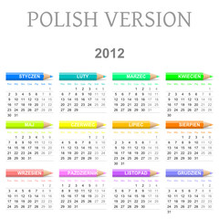 2012 Polish vectorial calendar with crayons