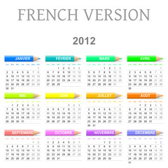 2012 French vectorial calendar with crayons
