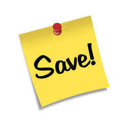 Post-it con chincheta texto Save!