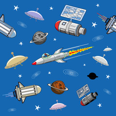 Space elements Wallpaper. Seamless pattern.