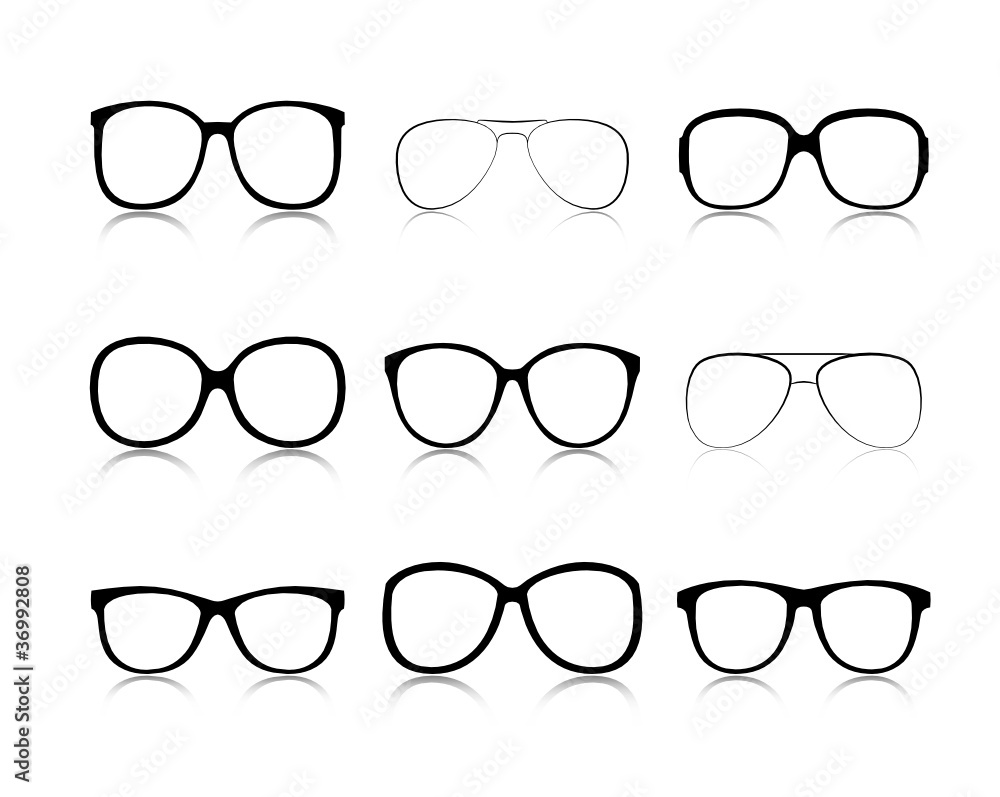 Wall mural Vector icons set black Eye glasses