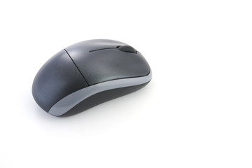 black wireless computer mouse on white background