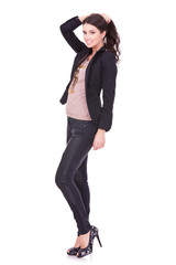 casual woman holding her hair