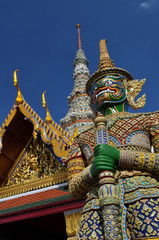 giant, gable and pagoda at temple of emerald buddha