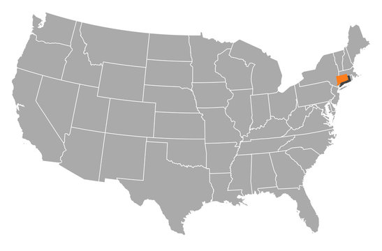 Map of the United States, Connecticut highlighted