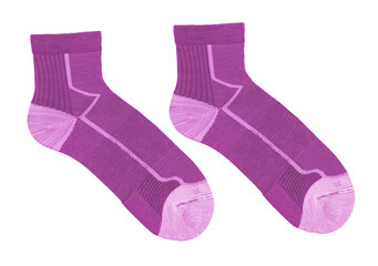 pink striped socks isolated on white