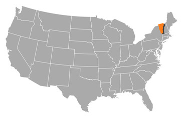 Obraz na płótnie Canvas Map of the United States, Vermont highlighted