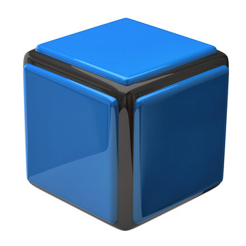 Blue cube isolated on white background