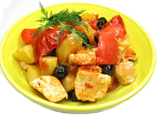cooked meat with vegetables