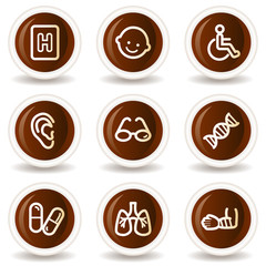 Medicine web icons set 2, chocolate buttons