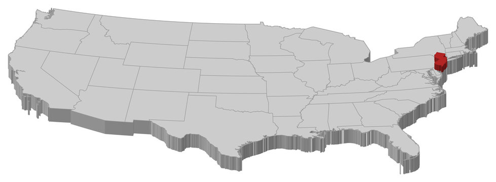Map of the United States, New Jersey highlighted