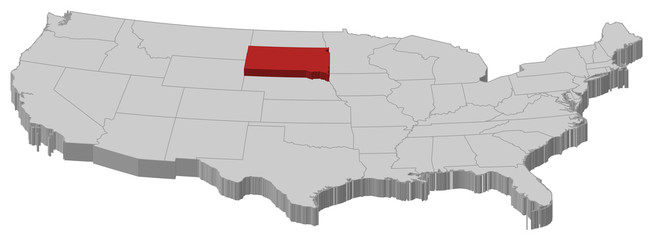 Map of the United States, South Dakota highlighted